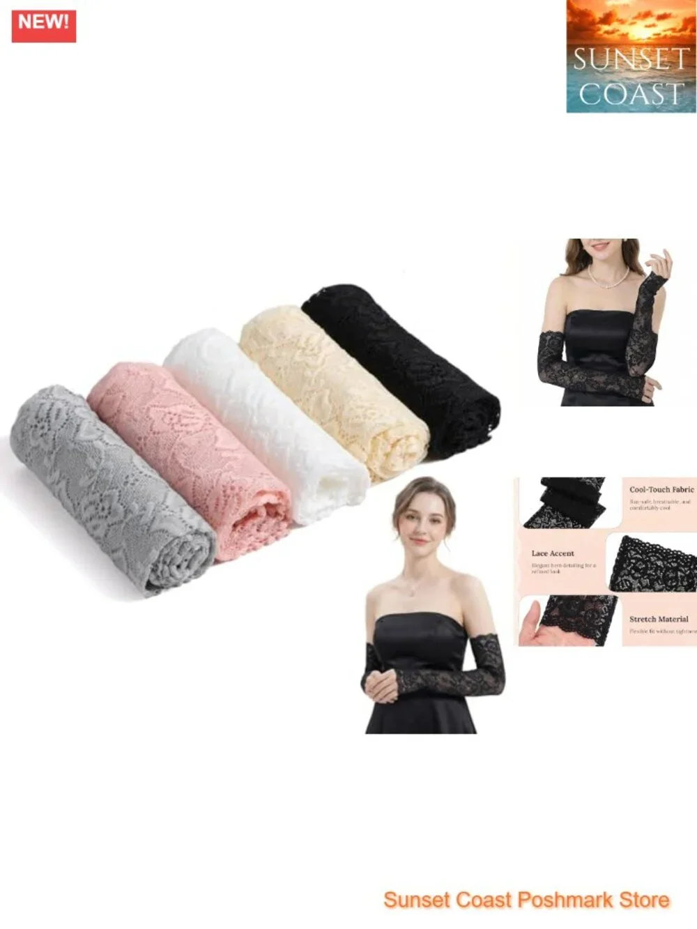 5 Pairs Lace Arm Sleeves Fingerless Arm Warmers for Women Elegant Sheer Sleeve
